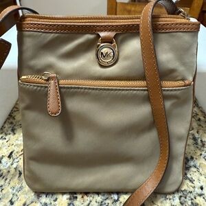 Michael Kors Tan and Brown Crossbody Bag